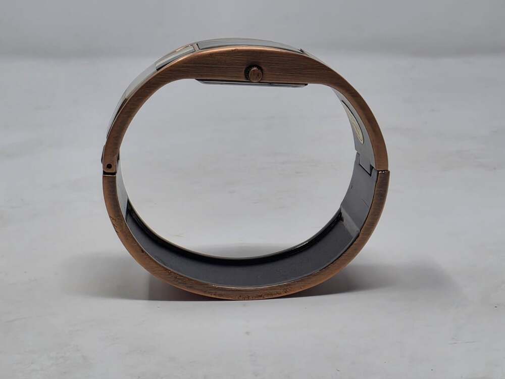 Denacci Quartz Watch Shell Inlay Rectangular Bronze Tone Vintage Style - Picture 4 of 5